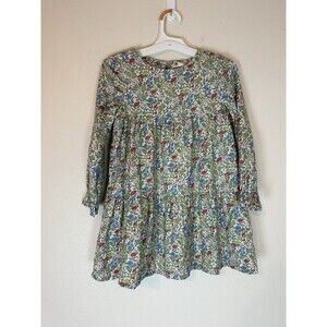 Mini Boden Girl’s Long Sleeve Frill Tiered Dress Dusky Pink Woodland Floral 7-8